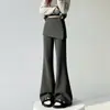 Pantalones de pana con forro polar de dos piezas de aspecto real para mujer Otoño/Invierno 2026 lana de arroz glutinoso cachemir cintura alta pantalones de pierna ancha de lana en capas