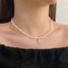 Colar de pérolas Shijia feminino nicho leve design de luxo moda de ponta elegante colar de corrente de clavícula corrente de lã corrente de contas