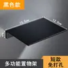 Estante de Baño Simple Negro de Aluminio Espacial Sin Taladro, Soporte para Teléfono de Baño, Estante de Baño de Aluminio Espacial