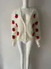 Ropa de punto para mujer nueva de otoño e invierno europea y americana, cárdigan de punto con botones holgado de comercio exterior, abrigo suéter liso bordado transfronterizo