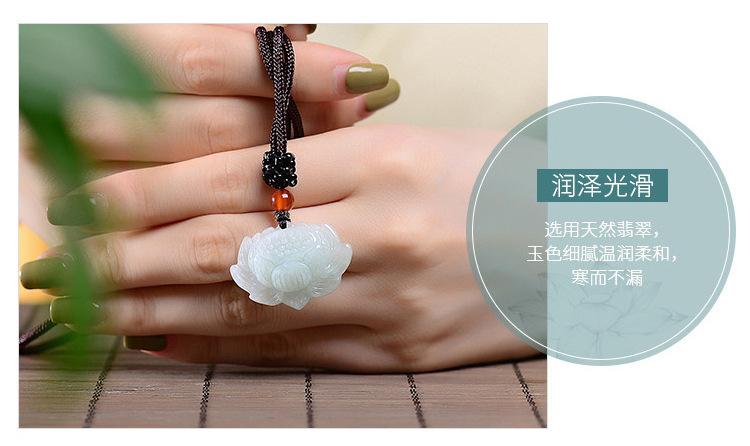 智贝详情图_5天然缅甸A货翡翠玉莲花冰种玉石吊坠男士玉佩项链