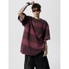 Nasa Tie-Dye Rayado Manga Corta Verano Trendy Americano Retro Manga Media Top de Pareja Talla Grande Oversize Manga Cinco Puntos