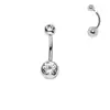 F136 Aleación de Titanio Zirconia Interna Piercing de Ombligo G23 Titanio Doble Bola con Incrustaciones de Diamante Anillo de Ombligo Joyería para Piercing