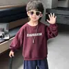Chaqueta con capucha estampada con letras para niño, primavera y otoño, estilo coreano, ropa deportiva guapa para niños pequeños y niños pequeños, venta al por mayor de comercio exterior