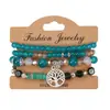 Pulsera de múltiples capas retro bohemia con cuentas del árbol de la vida para mujer, conjunto de pulseras DIY moderno y personalizado
