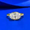Anillo Mujing Modelo Nuevo 2025 de Plata S925 con Diamante Blanco Ovalado de 7*11 mm con Estilo Clásico de Moda Europeo y Americano, Disponible para Ventas en Vivo Transfronterizas