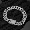 Venta Caliente Transfronteriza de Amazon Pulsera Cubana de 13 mm Aleación Completa de Diamante Broche de Bigote de Dragón Pulsera Hip-Hop Joyería Europea y Americana Venta al por Mayor