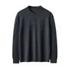 Suéter de Lã de Malha Fina 2025 Primavera e Outono Novo Masculino Gola Redonda Meio Botão Camisa Base para Meia-Idade Casual de Negócios Suéter Pulôver