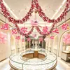 Día de San Valentín chino (Festival Qixi) Decoración de escena de centro comercial, accesorios de ambiente para ceremonia de evento de joyería, guirnaldas y serpentinas coloridas