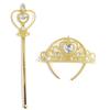 Set de Varita Mágica de Corona Dorada Adorno para la Cabeza de Fiesta Infantil Diadema de Plástico Pedrería Varita de Hada al por Mayor Cristal Brillante