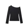 Camiseta de Manga Larga Ajustada de un Hombro para Mujer, Ropa Exterior de Primavera/Otoño, Top Base Elegante para Mujer, Top Sexy de Chica Caliente para Deseo Puro