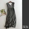 Aprobado Directamente del Fabricante, Nuevo Estilo de Verano Vestido sin Mangas de Modal con Doble Cuello en V, Vestido Chaleco Holgado de Corte Amplio, Falda Larga para Usar Debajo