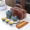 Juego de Té Kung Fu para Viajes de Negocios, Taza Simple de Preparación Rápida para Exteriores, Regalo de Inauguración de Empresa, Portátil para Salidas