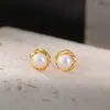 Yuebao Joias Pérola Natural de Água Doce Prata Esterlina S925 Banhado a Ouro Argolas Redondas Mobius Pendente de Prata de Alta Qualidade