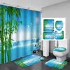 Cortina de ducha de poliéster HD de fábrica, juego de cuatro piezas, mangostán, impermeable, sin perforaciones, cortina divisoria para baño de hotel