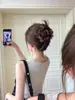 Pinza para el Cabello de Malla con Flores de Lunares Estilo Francés para Mujer, Accesorio de Alta Gama para Recogidos en la Parte Trasera de la Cabeza, Pasador de Estilo Suave Coreano