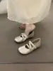 Zapatos Mary Jane rojos con tacón oculto, zapatos de una sola pieza para mujer, colección primavera/otoño 2025, perfectos con vestidos, zapatos estilo ballet