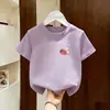 Camisetas Infantis Pequenas e Médias, Camisas de Verão Infantis Fofas Estilo Coreano de Manga Curta, Novas Blusas de Algodão Puro Amigáveis à Pele