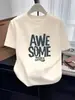 Camiseta de Algodón Puro de Manga Corta con Hombro Recto Estilo Nuevo 2026 para Mujer, Corte Delgado, Camiseta Base Gris Adelgazante, Top de Verano