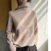 Suéter de Punto de Lana sin Costuras de una Sola Pieza para Mujer, Top Básico de Cuello Alto, Nuevo Suéter de Punto Ajustado para Otoño