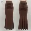 Roupas Femininas Transfronteiriças Europeias e Americanas Independentes para Primavera, Outono e Inverno na Amazon Temu: Saia Lápis de Cintura Alta, Plissada, Elástica, Emagrecedora