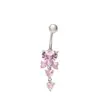 Anillos para Ombligo de Acero Inoxidable Europeos y Americanos Transfronterizos con Colgantes de Circonita en Forma de Corazón y Anillos para Ombligo con Rosca Joyería para Piercings al por Mayor