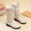 Botas altas de caña para niños, botas largas para niñas, zapatos de princesa, estilo británico plisado, nuevas botas de cuero para otoño e invierno 2026