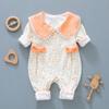 Ropa de una pieza de doble capa para bebé recién nacido, mono de manga larga de primavera y otoño, mono de princesa occidental para niña