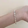 Pulseira de Pérolas de Água Doce Irregulares Rosa-Roxo Barrocas para Mulheres, Design de Nicho Levemente Luxuoso, Pulseira de Zircônia da Moda