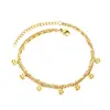 Accesorios de estilo japonés y coreano con margaritas frescas y coloridas, Ojo de Diablo, cara sonriente, joyería de acero inoxidable, tobillera de playa personalizada para mujer