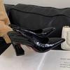 Sandalias de Tacón Alto con Punta Afilada y Espalda Descubierta, Nuevo Estilo de Verano 2025, Oficina para Ir al Trabajo, Tacones Gruesos, Zapatos de Tacón Alto Atractivos