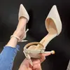 Sandalias de Moda para Mujer Estilo Europeo y Americano, Puntiagudas, Tacón de Aguja, Lentejuelas, Huecas, Tacones Altos Casuales de Moda, Profesionales, Nuevo Modelo Verano 2025
