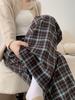 Pantalones de Pierna Ancha a Cuadros para Mujer, Nuevo Estilo Otoño e Invierno, Cintura Alta, Estilo Relajado, Pantalones Casuales de Largo Completo, Pantalones Rectos Sueltos