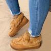2025 Calzado de Algodón para Mujer Estilo Europeo y Americano Lazo Zapatos Cálidos Planos Talla Grande Zapatos Peludos Botas de Nieve para Mujer