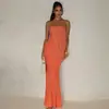 Vestido de noche liso estilo europeo y americano, producto nuevo, vestido strapless de malla con drapeado, sexy y elegante, vestido largo ajustado tipo sirena
