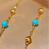 Collar de Plata de Ley S925 Lujo Ligero Ojo de Gato Turquesa Azul Lujo Ligero Nicho Elegante Simple Cadena para Clavícula Versátil