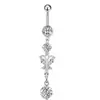 En stock Anillo para Ombligo Simple Mariposa Incrustado con Piedra Clavo de Ombligo Corazón de Melocotón Acero Inoxidable Piercing Anillo para Ombligo