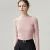 Suéter Feminino 100% Caxemira Pura, Gola Meia-Alta, Pulôver Espessado de Sete Fios, Camada Base de Malha Emagrecedora