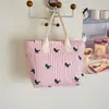 Bolsa de Compras Doce Estampada Estilo Ins Preguiçoso, Bolsa de Ombro de Lona Tendência com Grande Capacidade para o Dia a Dia
