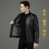 Marca: Chaqueta de Piel Genuina Haining para Hombre, de Mediana Edad y Ancianos, Chaqueta de Plumas de Cuero, Chaqueta de Piel de Oveja Genuina, Estilo Papá