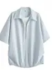Camisa Masculina de Manga Curta para Adolescentes, Verão, Caimento Solto, Listrada, Estilo Americano, Top Versátil, Gola Reversível Oversized, Casual