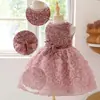 Vestido Infantil Transfronteiriço Vestido de Princesa Novo para Meninas Vestido Patchwork com Lantejoulas e Rosa Vestido de Festa Banquete Vestido de Noite