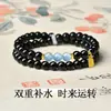 Pulsera de cristal natural, pulsera de ágata y acuamarina para mujer, pulsera de doble vuelta con cuentas hidratantes, un regalo para tu novia