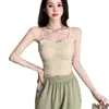 Novo Top Feminino de Renda Verão Spice Girl com Alça Fina Costas Bonitas Cruzadas no Peito Roupa Íntima e Externa de Seda Gelada Versátil