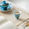 Pintura al óleo estilo Dinastías Tang y Song Flor de Rosa Alta Estética Taza de Té de Cerámica Pintada a Mano Juego de Té Kung Fu Taza Individual con Forma de Flor Taza de Té para el Hogar