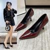 Salto alto fino e sexy feminino 2024, novo nicho de outono, boca rasa, elegante, calçado de viagem, camada única, todos os sapatos femininos combinados