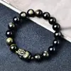 Pulsera de Obsidiana Natural Pulsera de Cuentas de Transferencia Pixiu Pulsera Pixiu de Obsidiana Plateada Año del Zodiaco Pulsera de Lujo Accesible para Hombres y Mujeres