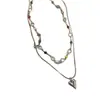 Collar de Grava de Colores Amor para Sexys en Verano, Cadena Doble para Clavícula, Tendencia de Collar de Celebridades de Internet