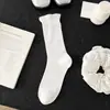 Calcetines Blancos de Seda de Hielo para Mujer, Longitud Media Pantorrilla, Estilo Delgado de Verano, Malla Transpirable, Estilo Coreano y Japonés, Calcetines Largos de Encaje