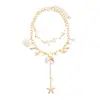 Collar de dos piezas estilo vacacional costero, con imitación de marisco metálico, perla de imitación, estrella de mar y caracola. Collar de nicho de alta gama para mujer.